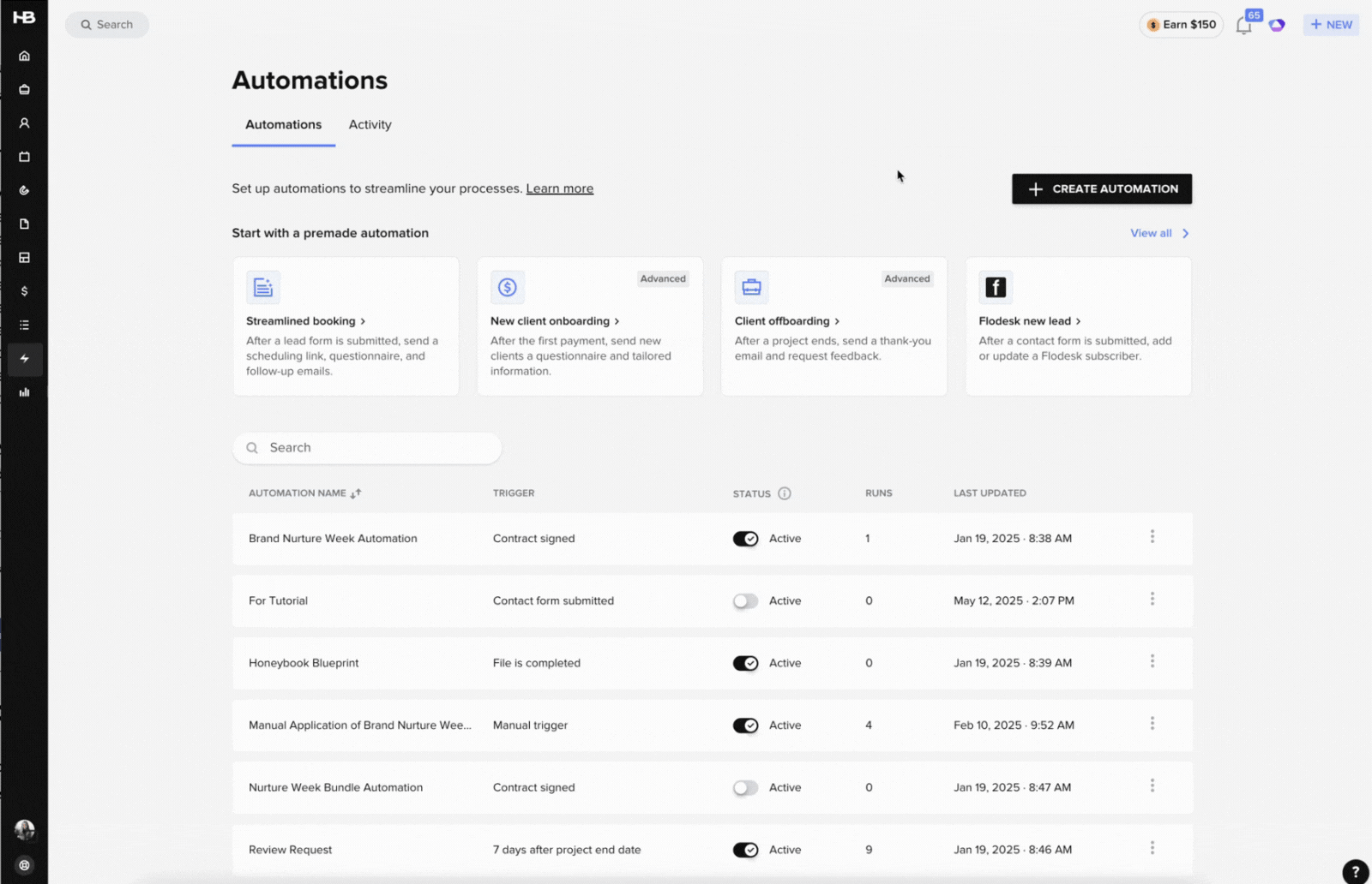 workflow in Honeybook
