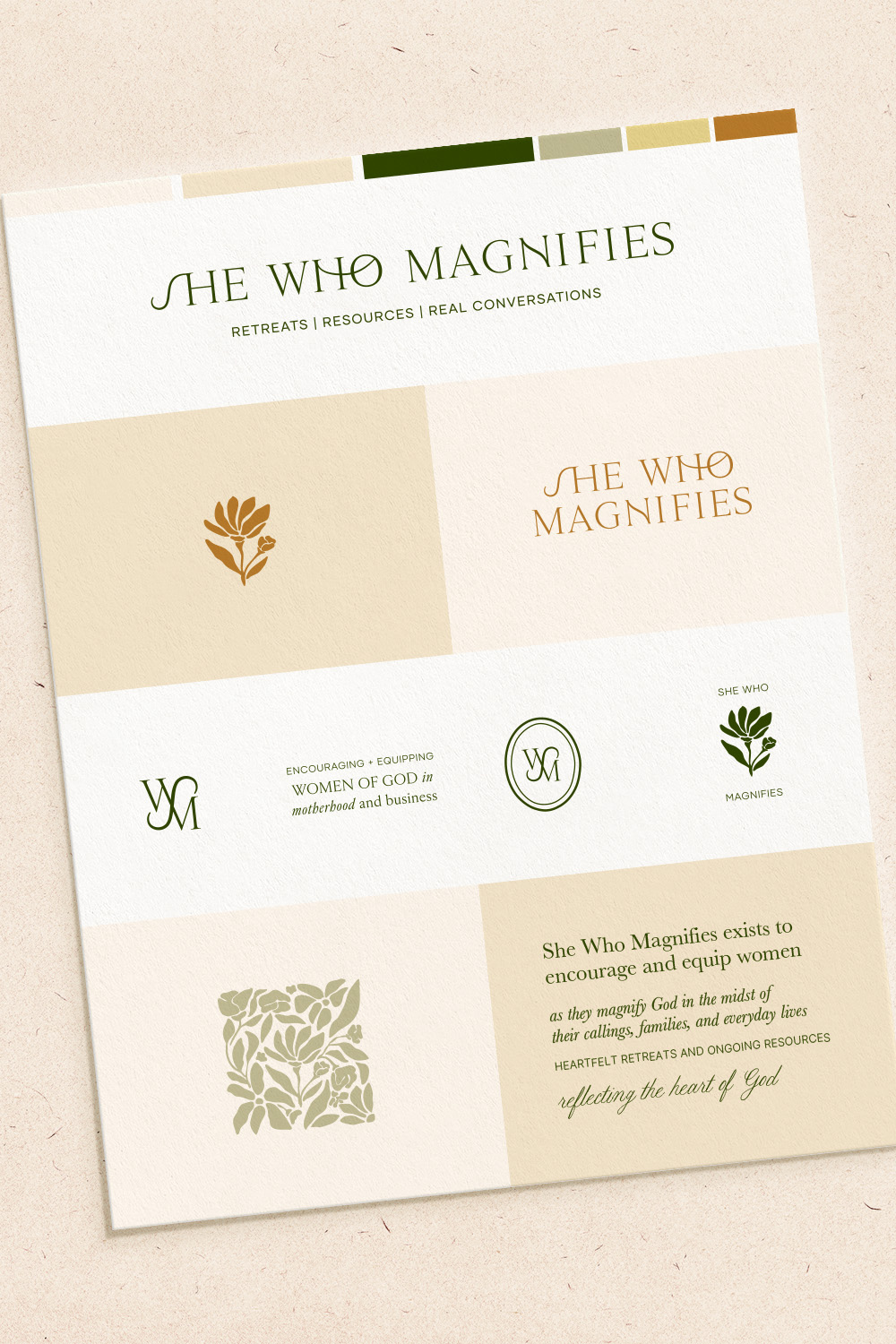 Brand moodboard for Christian entrepreneur featuring warm, grounded tones