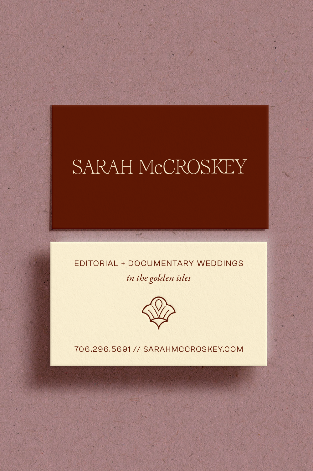 Business card design for destination wedding photographer branding